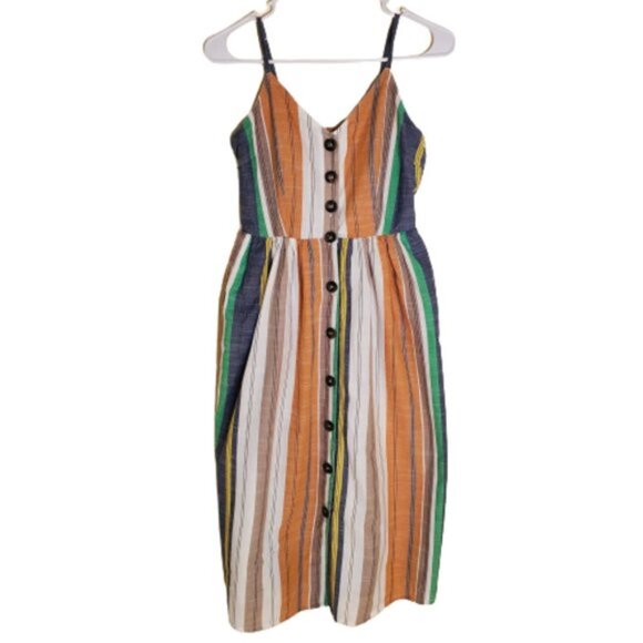 JAPNA Women's Striped Button-Front Midi Dress Multicolor Size S - Picture 2 of 10